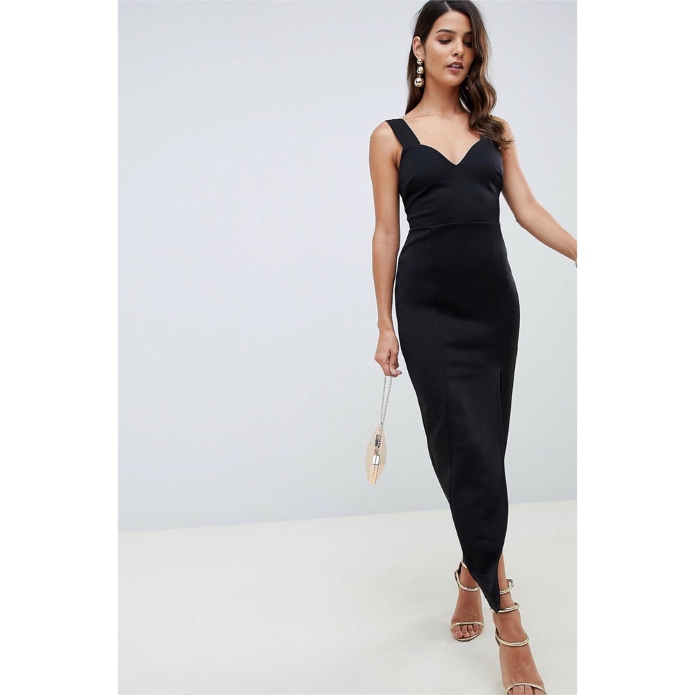 ASOS Black Sweetheart Maxi Dress with Thigh Split